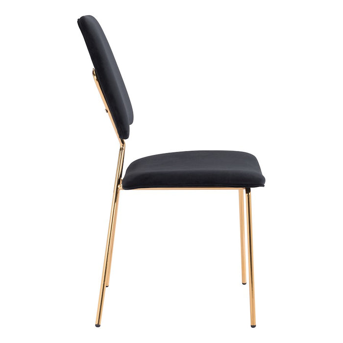Zuo Modern Chloe Dining Chair Set of 2, Black/Gold