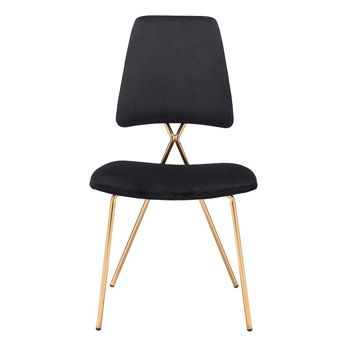 Zuo Modern Chloe Dining Chair Set of 2, Black/Gold