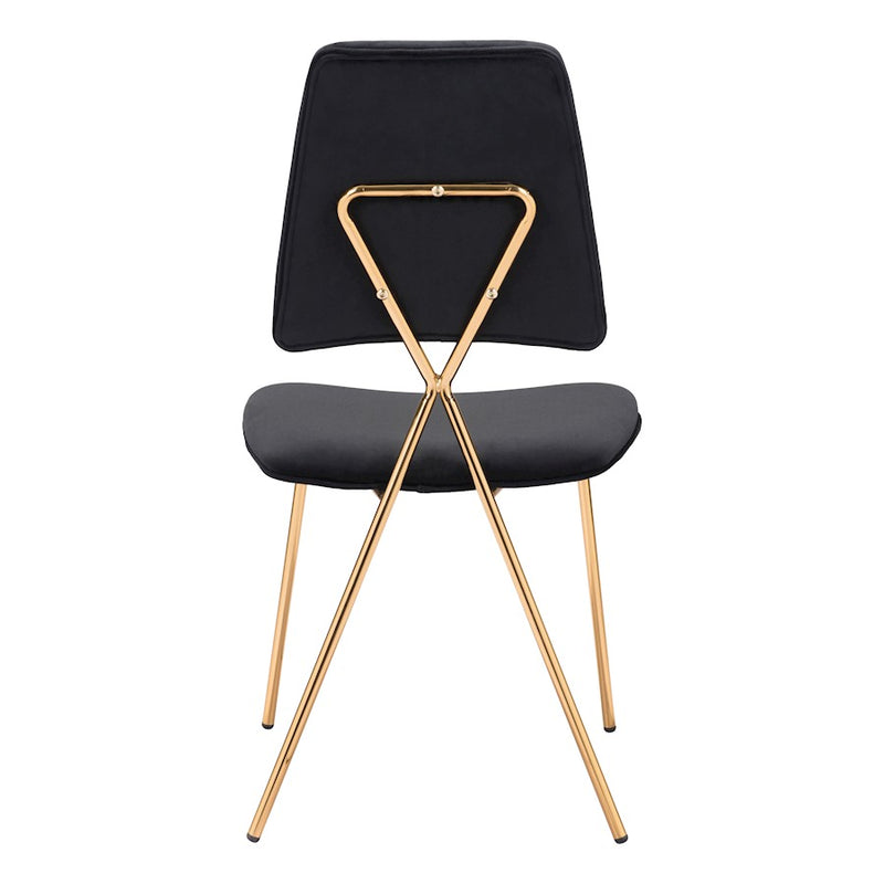 Zuo Modern Chloe Dining Chair Set of 2, Black/Gold