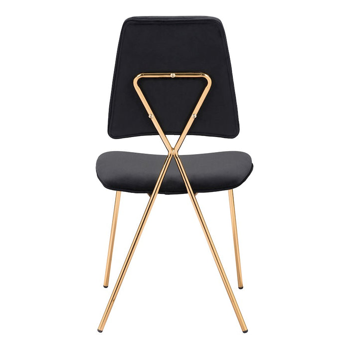 Zuo Modern Chloe Dining Chair Set of 2, Black/Gold