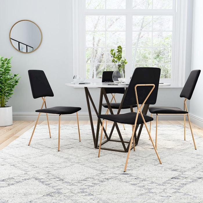 Zuo Modern Chloe Dining Chair Set of 2, Black/Gold