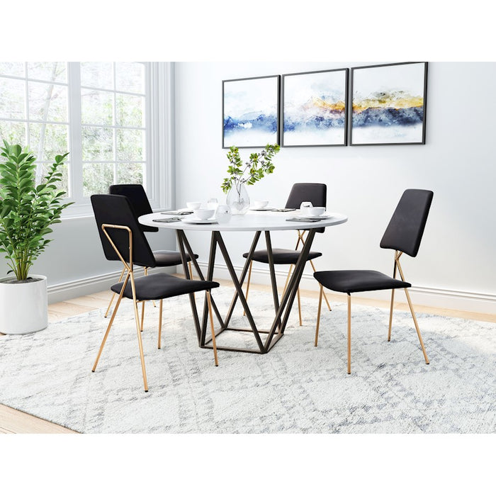 Zuo Modern Chloe Dining Chair Set of 2, Black/Gold