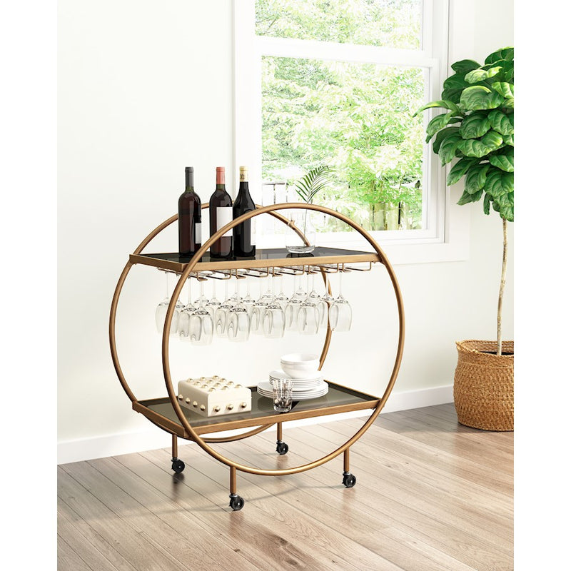 Zuo Modern Arc Bar Cart, Brass/Black