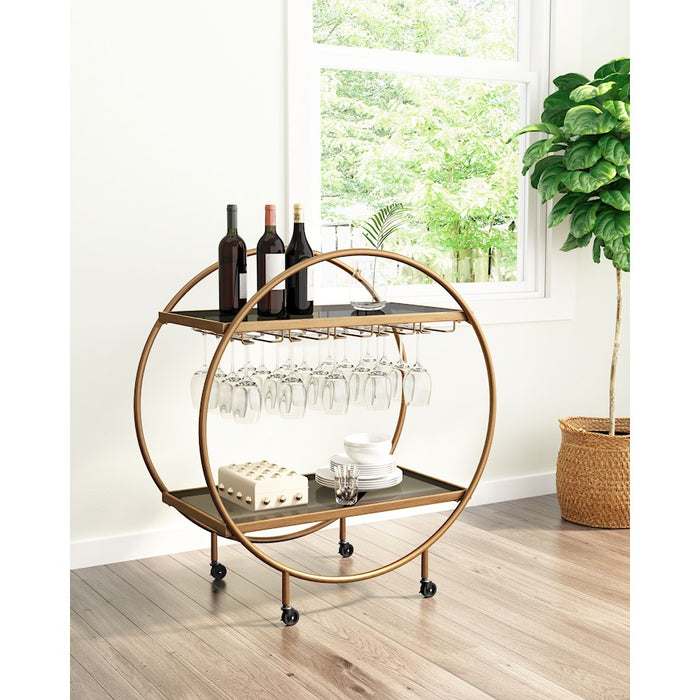 Zuo Modern Arc Bar Cart, Brass/Black