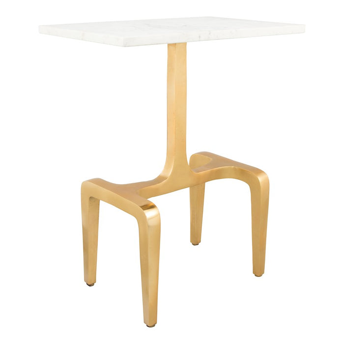 Zuo Modern Clement Side Table, White/Gold - 101512