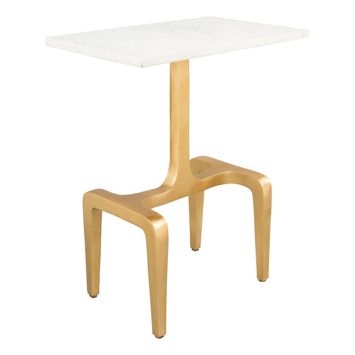 Zuo Modern Clement Side Table, White/Gold