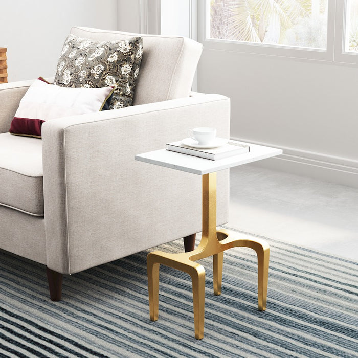 Zuo Modern Clement Side Table, White/Gold