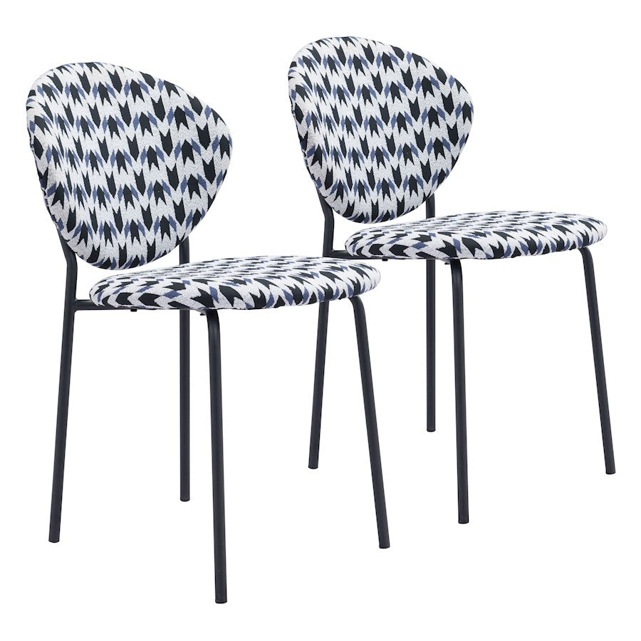 Zuo Modern Clyde Dining Chair Set of 2, Geometric Print/Black - 101518