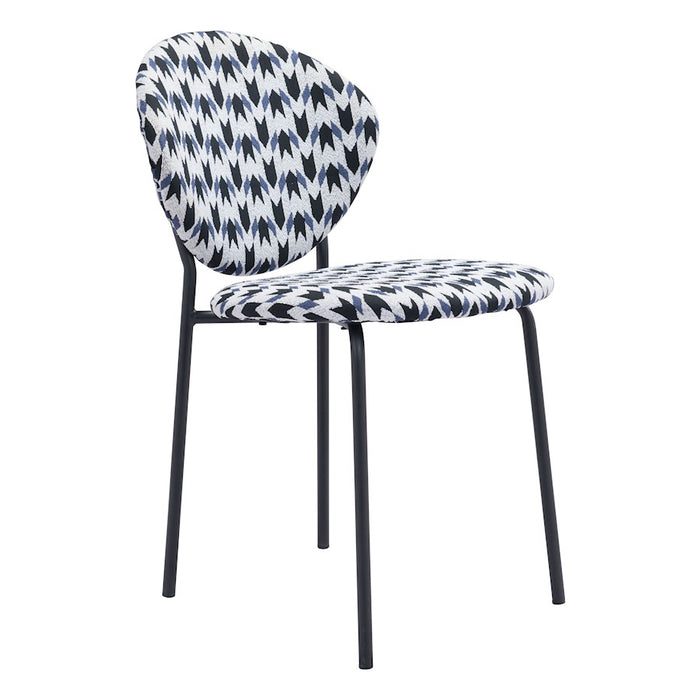 Zuo Modern Clyde Dining Chair Set of 2, Geometric Print/Black
