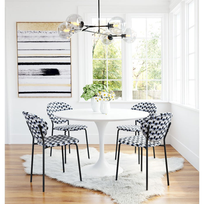 Zuo Modern Clyde Dining Chair Set of 2, Geometric Print/Black