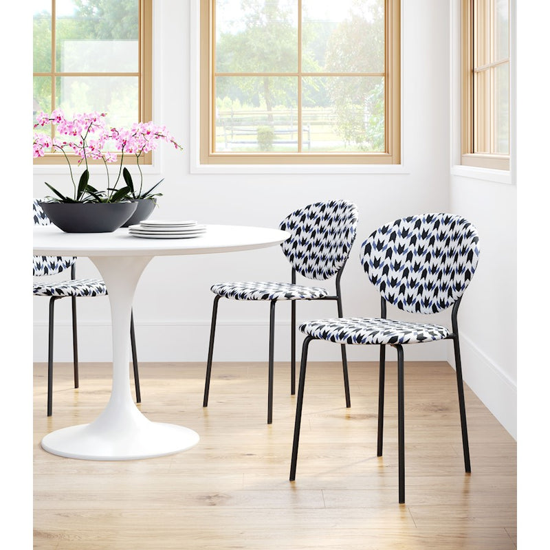 Zuo Modern Clyde Dining Chair Set of 2, Geometric Print/Black