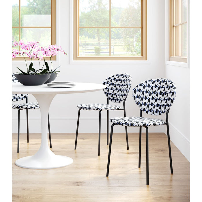 Zuo Modern Clyde Dining Chair Set of 2, Geometric Print/Black