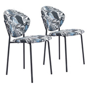 Zuo Modern Clyde Dining Chair Set of 2, Leaf Print/Black - 101522