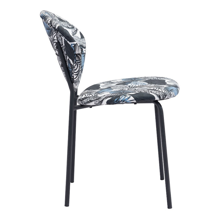 Zuo Modern Clyde Dining Chair Set of 2, Leaf Print/Black