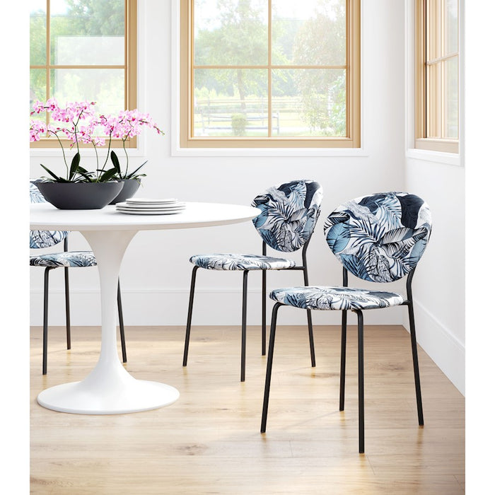 Zuo Modern Clyde Dining Chair Set of 2, Leaf Print/Black