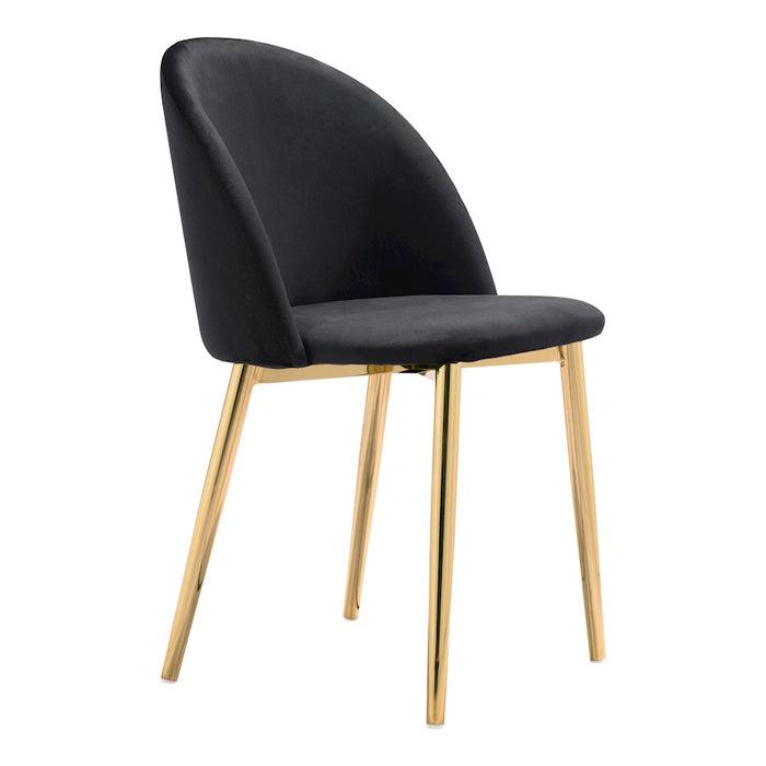 Zuo Modern Cozy Dining Chair Set of 2, Black/Gold
