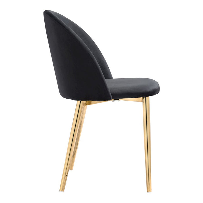 Zuo Modern Cozy Dining Chair Set of 2, Black/Gold