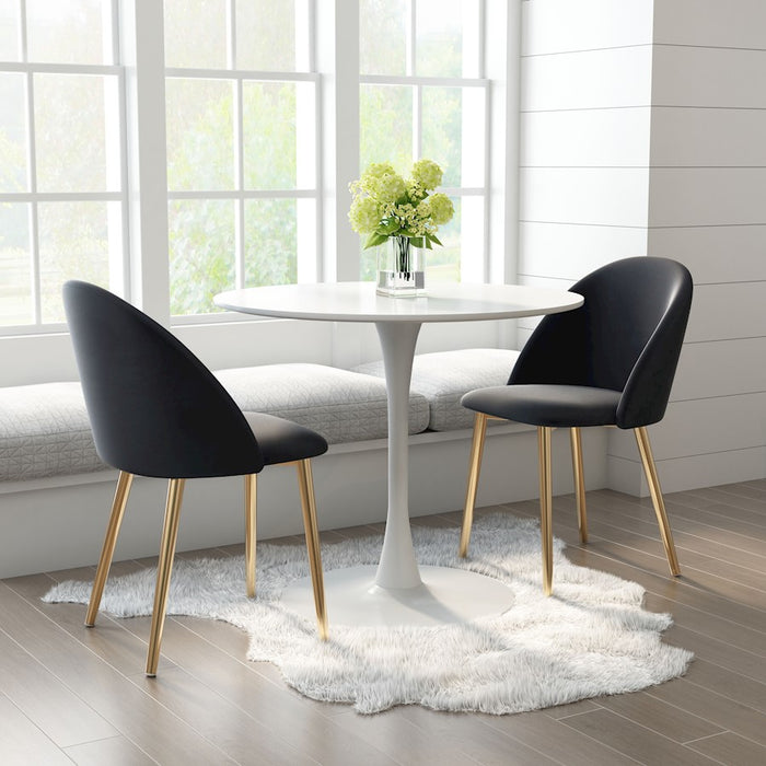 Zuo Modern Cozy Dining Chair Set of 2, Black/Gold
