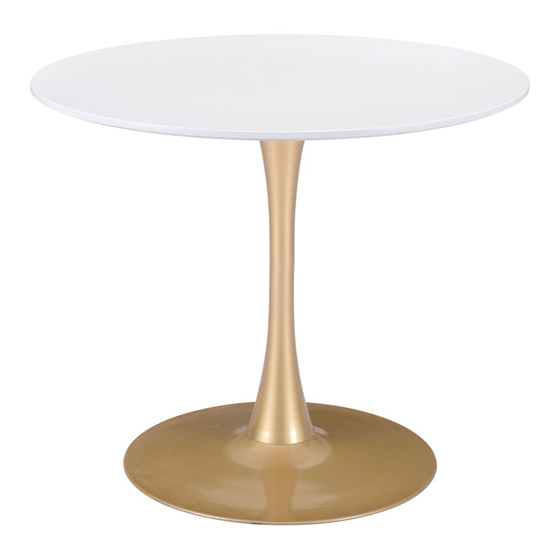 Zuo Modern Opus Dining Table, White/Gold