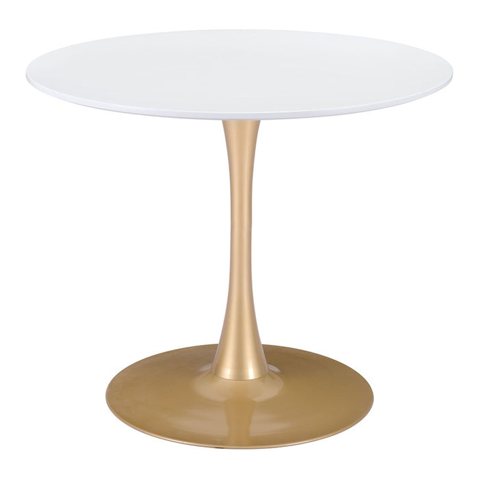 Zuo Modern Opus Dining Table, White/Gold