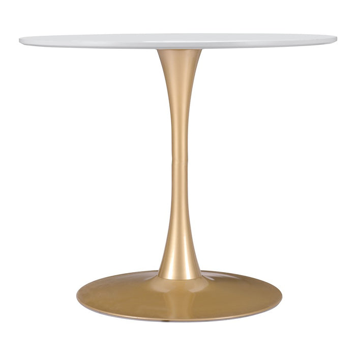 Zuo Modern Opus Dining Table, White/Gold