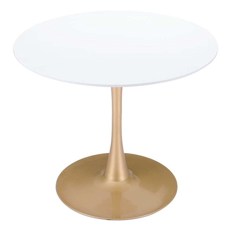 Zuo Modern Opus Dining Table, White/Gold