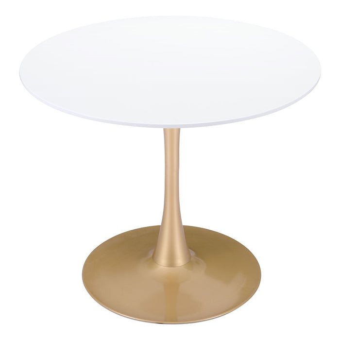 Zuo Modern Opus Dining Table, White/Gold