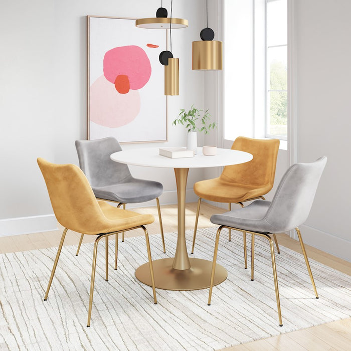 Zuo Modern Opus Dining Table, White/Gold