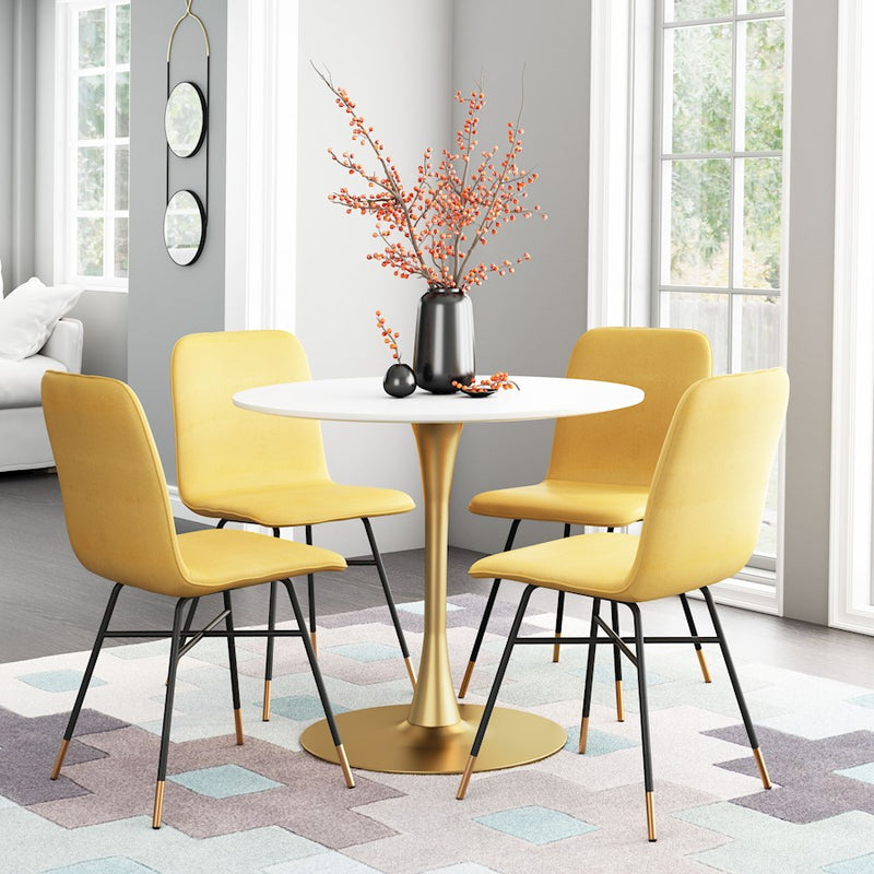 Zuo Modern Opus Dining Table, White/Gold