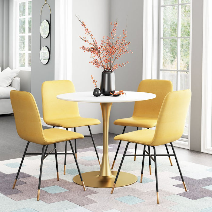Zuo Modern Opus Dining Table, White/Gold