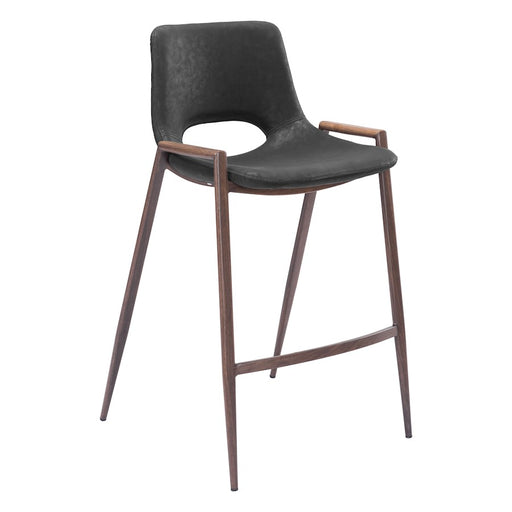 Zuo Modern Desi Counter Stool Set of 2, Black/Walnut