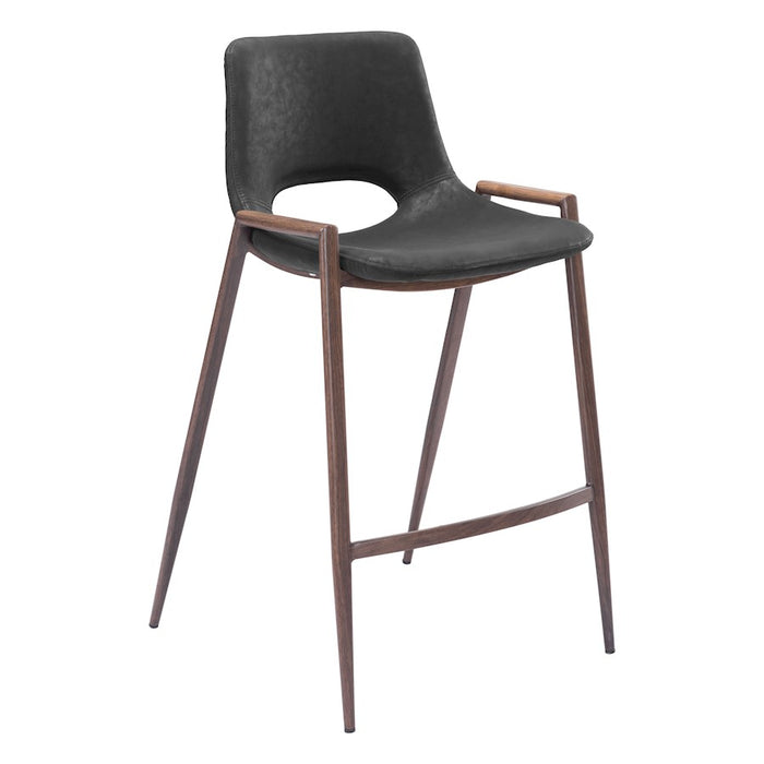 Zuo Modern Desi Counter Stool Set of 2, Black/Walnut