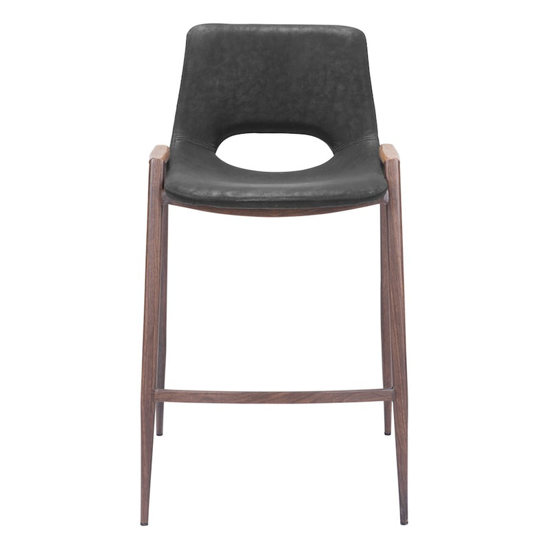 Zuo Modern Desi Counter Stool Set of 2, Black/Walnut