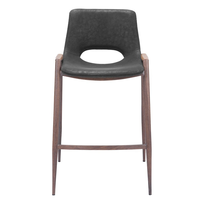 Zuo Modern Desi Counter Stool Set of 2, Black/Walnut