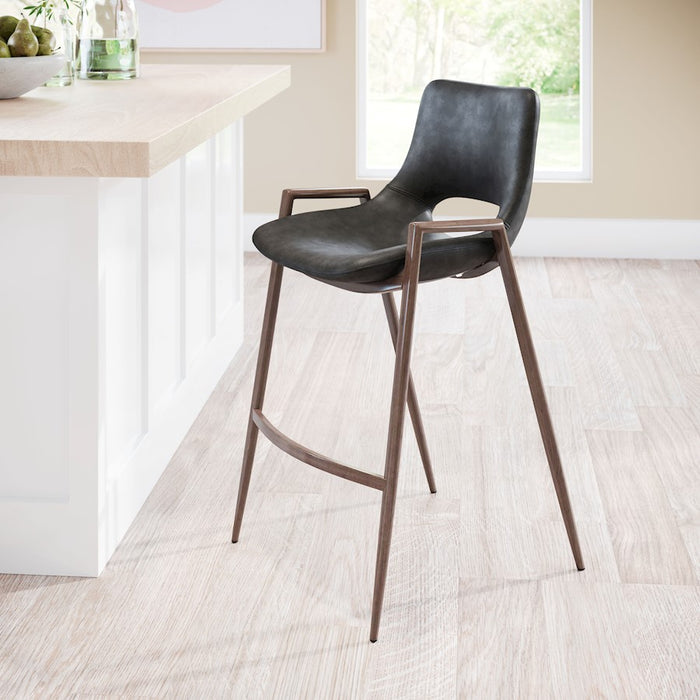 Zuo Modern Desi Counter Stool Set of 2, Black/Walnut
