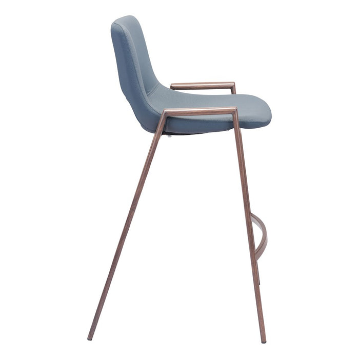 Zuo Modern Desi Counter Stool Set of 2, Azure Gray/Walnut