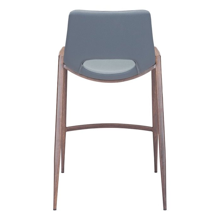 Zuo Modern Desi Counter Stool Set of 2, Azure Gray/Walnut