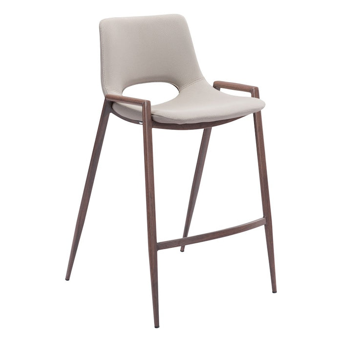 Zuo Modern Desi Counter Stool Set of 2, Beige/Walnut