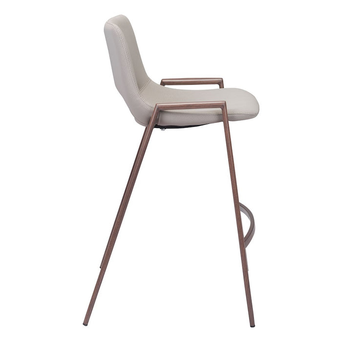 Zuo Modern Desi Counter Stool Set of 2, Beige/Walnut