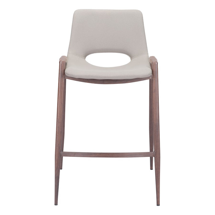 Zuo Modern Desi Counter Stool Set of 2, Beige/Walnut