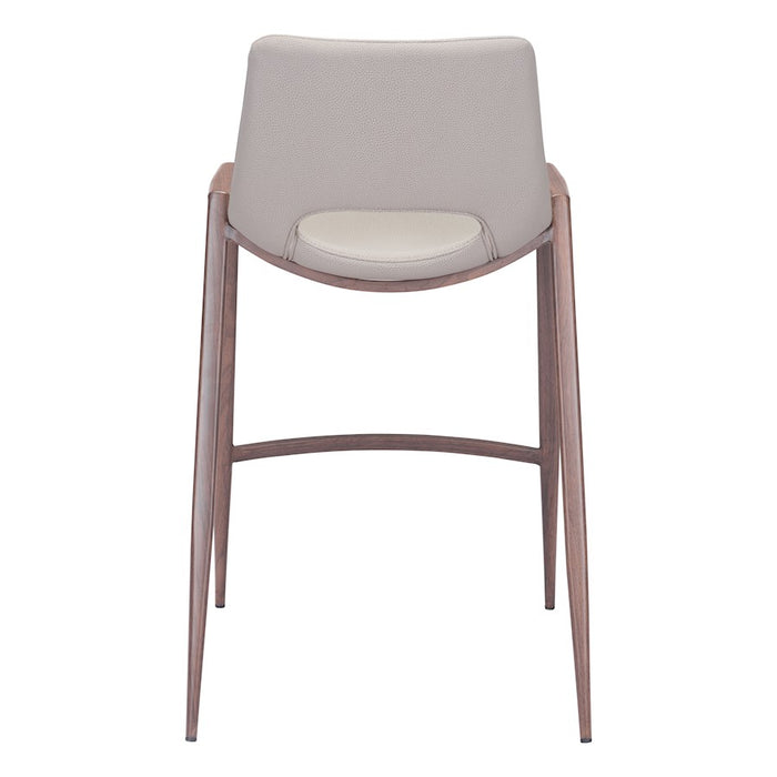 Zuo Modern Desi Counter Stool Set of 2, Beige/Walnut