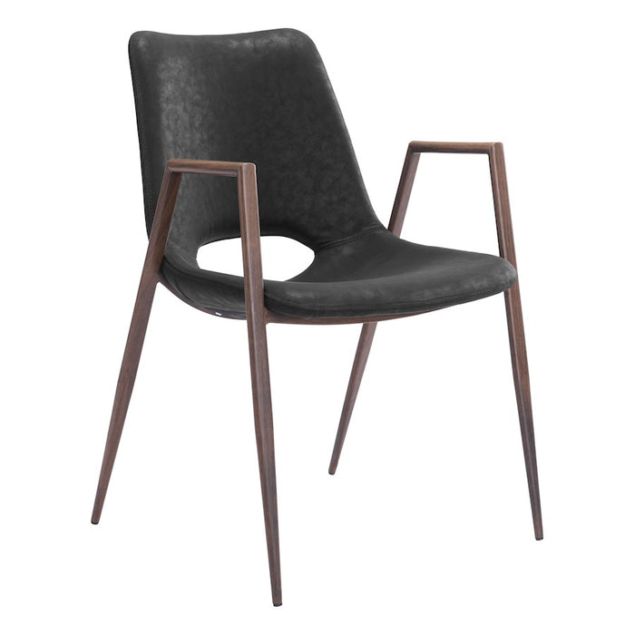 Zuo Modern Desi Dining Chair Set of 2, Black/Walnut