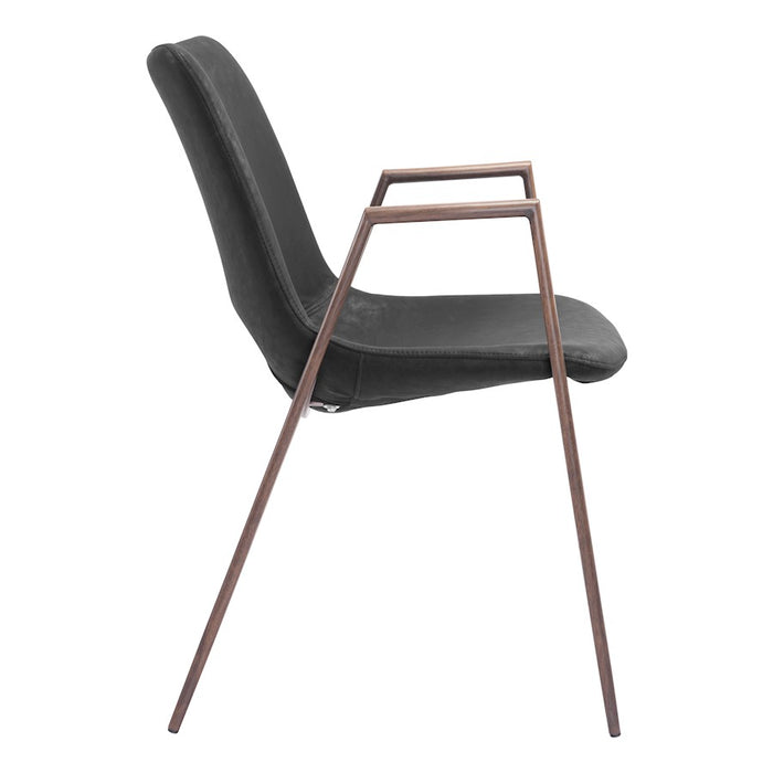 Zuo Modern Desi Dining Chair Set of 2, Black/Walnut