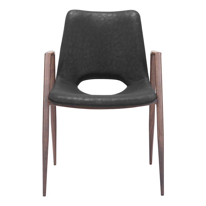 Zuo Modern Desi Dining Chair Set of 2, Black/Walnut