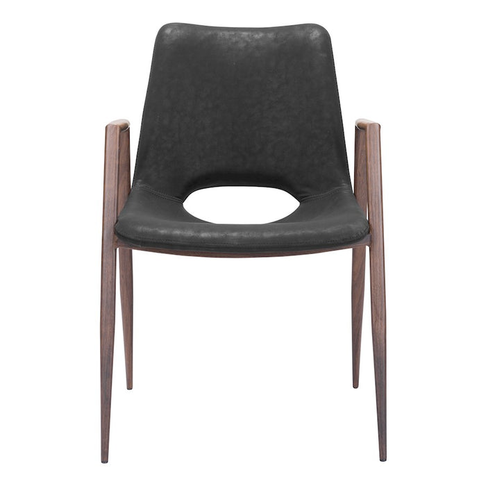 Zuo Modern Desi Dining Chair Set of 2, Black/Walnut