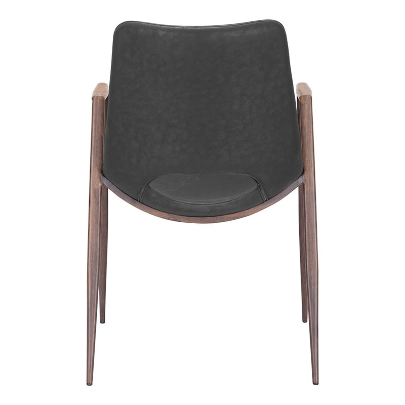 Zuo Modern Desi Dining Chair Set of 2, Black/Walnut
