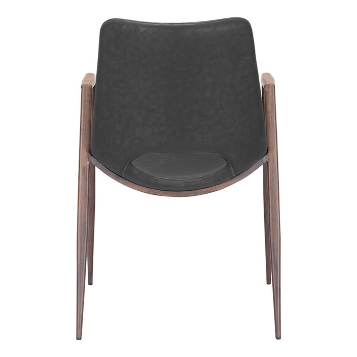 Zuo Modern Desi Dining Chair Set of 2, Black/Walnut