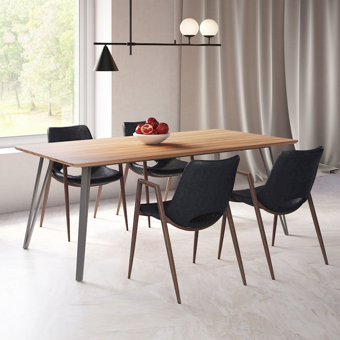 Zuo Modern Desi Dining Chair Set of 2, Black/Walnut