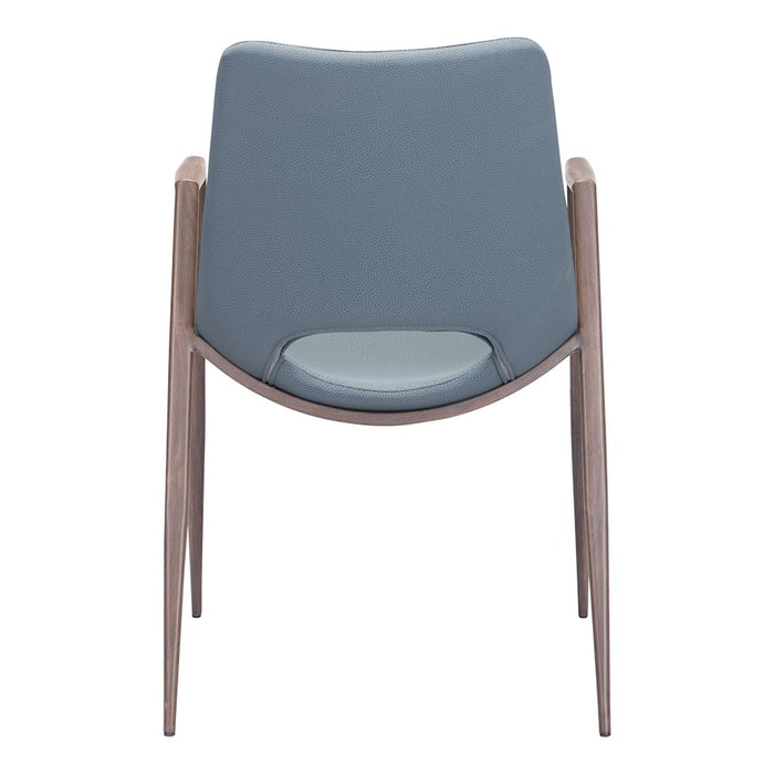 Zuo Modern Desi Dining Chair Set of 2, Azure Gray/Walnut