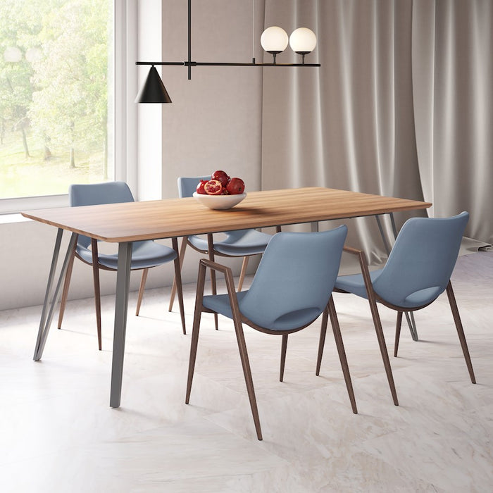 Zuo Modern Desi Dining Chair Set of 2, Azure Gray/Walnut